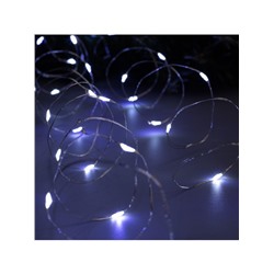 Гирлянда «Нить» 5 м роса, IP20, серебристая нить, 50 LED, 2 режима, батарейки AAх3 (не в комплекте), свечение белое