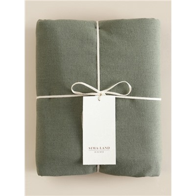 Простыня на резинке 1.5-спальная SL Home Linen collection, 140×200+30 см, зелёная, полулён