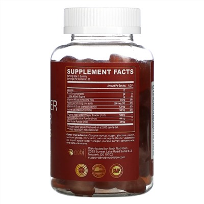 Nobi Nutrition, Premium Apple Cider Vinegar Gummies with The Mother, Apple , 60 Gummies