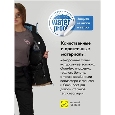 Горнолыжный костюм женский зимний бежевого цвета 0027B