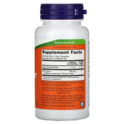 Now Foods, красный клевер, 375 мг, 100 растительных капсул