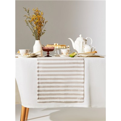 Дорожка на стол Этель Soprano 40×146 см, лён 100%, 180 г/м², белая/серая