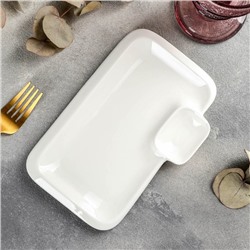 Блюдо фарфоровое прямоугольное с соусником Wilmax Teona, 20×12 см, белое
