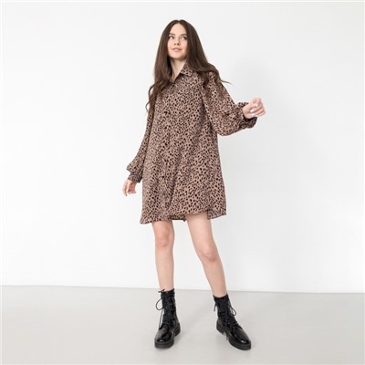 Платье мини женское на пуговицах MIST, размер 50, бежевое