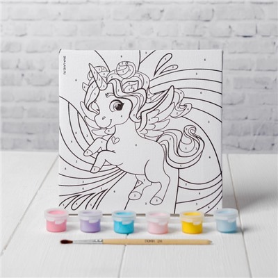 Картина по номерам для детей «Волшебный единорог», 15×15 см