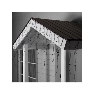 Гирлянда «Бахрома» 3×0.6 м, IP44, УМС, тёмная нить, 100 LED, свечение белое, мерцание, 24 В