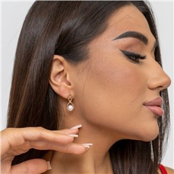 Серьги ювелирная бижутерия коллекция "Дубай" покрытие: позолота, вставка: жемчуг, 48003, арт.216.351