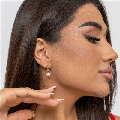 Серьги ювелирная бижутерия коллекция "Дубай" покрытие: позолота, вставка: жемчуг, 48003, арт.216.351