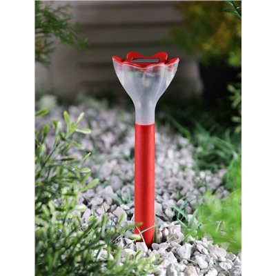 Садовый светильник «Цветок красный», уличный, на солнечной батарее, 6×29×6 см, 1 LED, свечение белое