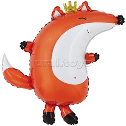 Шар (31''/79 см) Фигура, Лиса в короне, Сатин, 1 шт. в уп.