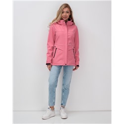 Ветровка спортивная женская с капюшоном softshell розового цвета 9566R