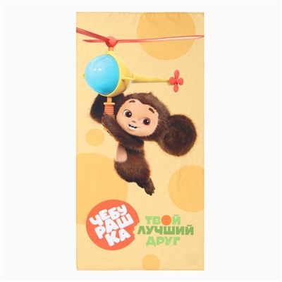 Полотенце Чебурашка, жёлтое, 70×140 см, 100% хл, вафля 160 г/м²