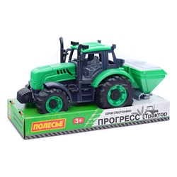 Трактор "Прогресс" сельскохозяйственный инерционный (зелёный) (в лотке)