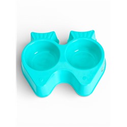 Миска двойная «Рыбы», 2×250 мл, фигурная, пластик, голубая