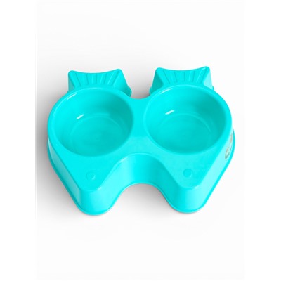 Миска двойная «Рыбы», 2×250 мл, фигурная, пластик, голубая