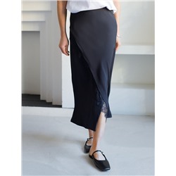 Юбка миди  на запАх из креп-шифона с кружевом