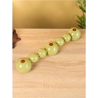 Подсвечник на 3 свечи «Бусы», с 7 сферами, 44×8×8 см, оливковый