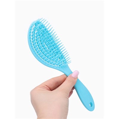Расчёска массажная, для сушки волос, 7.5×23.5 см, цвет голубой