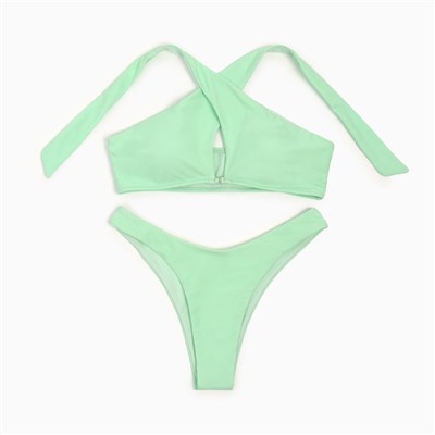 Купальник раздельный с завязками на шее женский MINAKU, ментоловый, размер 44