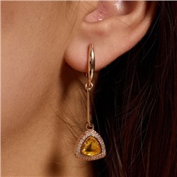 Комплект ювелирной бижутерии коллекция "Дубай" серьги и кольцо 19 р покрытие позолота, вставка: фианиты и цирконы, цвет: желтый и прозрачный, арт.215.620-19