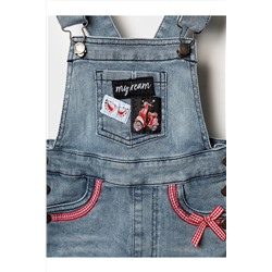 Полукомбинезон текстильный джинсовый для девочек PLAYTODAY, 1240247