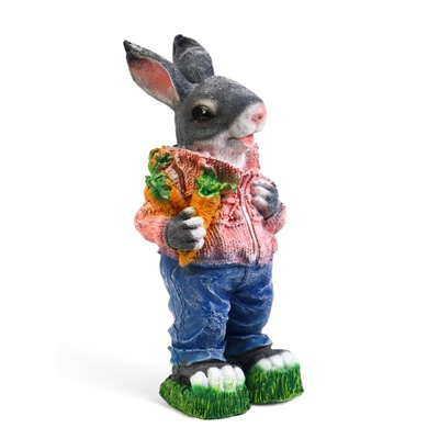 Садовая фигура из полистоуна «Зайка с морковкой и рюкзаком», 40×14×18 см