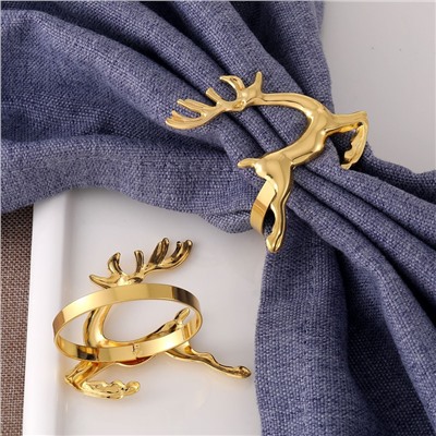 Кольца для салфеток "Бегущий Олень" металл, Набор 6 штук.