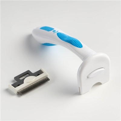 Дешеддер малый, 15×6.2 см, со съёмным лезвием, белый, голубой