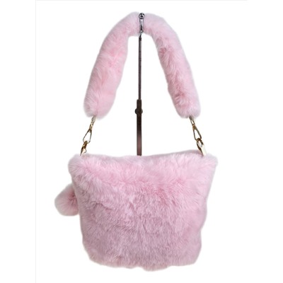 Женская сумка из искусственного меха, цвет розовый