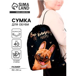 Мешок для обуви «Бульдожка» (с карманом) 42×34 см