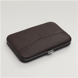 Набор маникюрный, 8 предметов, в футляре, коричневый