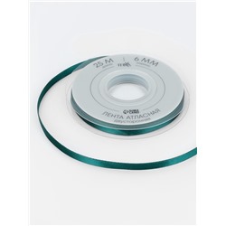 Лента атласная TEIRA, двухсторонняя, 6 мм, 25±1 м, зелёная №0589