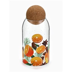 Банка новогодняя стеклянная для сыпучих продуктов «Аромат праздника», 800 мл