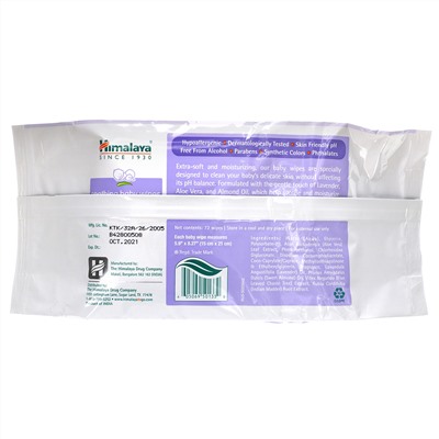 Himalaya, Успокаивающие салфетки для детей, без спирта, 72 салфетки