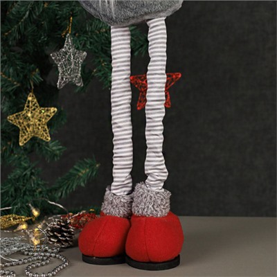 Новогоднее украшение Гном на телескопических ножках с бордовым колпаком 55/74 см / YX19811AB  /уп 36/