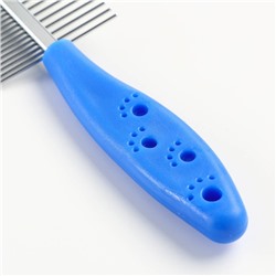 Расчёска двухсторонняя «Лапки» с прямыми зубьями, пластиковая ручка, синяя