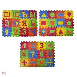 Коврик-пазл "Цифры/Буквы/Фигуры" 36 элементов