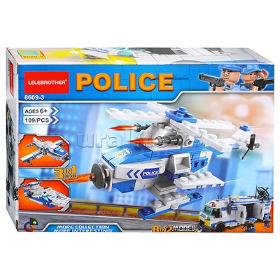 Конструктор "Полицейский вертолет" (109 дет.) в коробке