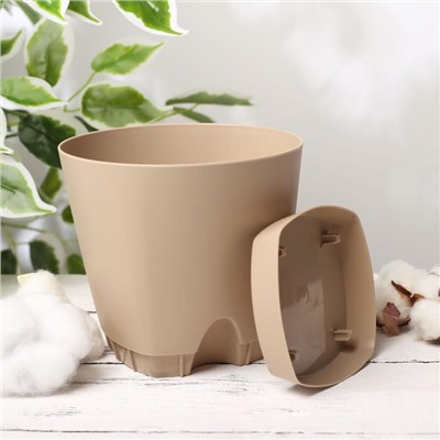 Горшок для цветов с прикорневым поливом Amsterdam, 1.35 л, цвет молочный шоколад