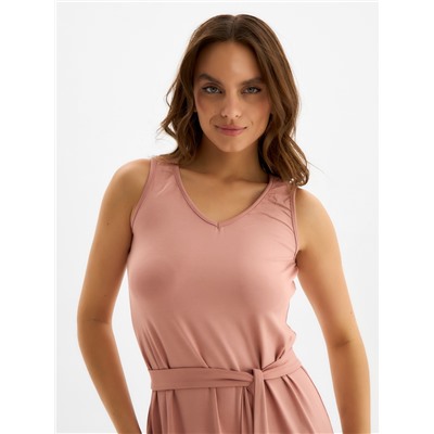 Сорочка миди ночная женская MINAKU: Home collection, тёмно-бежевая, размер 48