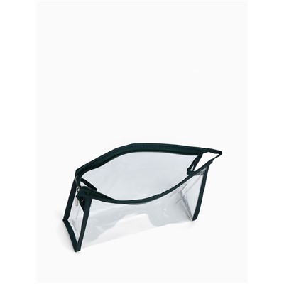 Набор простых косметичек на молниях 2 в 1, с рисунком, тёмно-зелёный