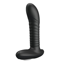 Мощный черный анальный вибратор с эффектом римминга Merlin - 15,9 см.
