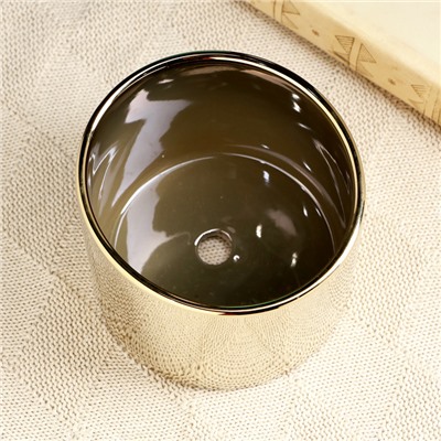 Горшок для цветов «Лайт», d=12 см, h=11 см, керамика, золотистое