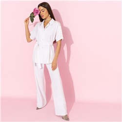 Брючный костюм со вставками из кружева, Престижная номинация (серый, 2 в 1, с поясом)