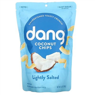 Dang, кокосовые чипсы, слабосоленые, 90 г (3,17 унции)