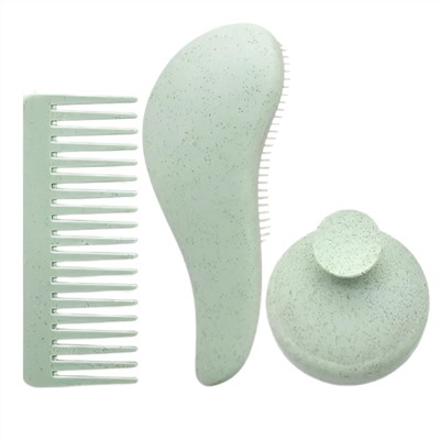 Kristaller Набор для волос: щетка-массажер для мытья головы, гребень, расческа-капля, зеленый 27750