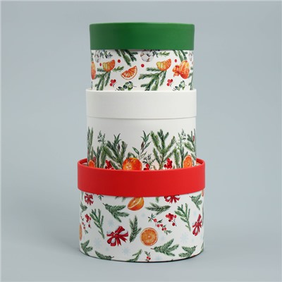 Набор новогодних подарочных коробок 3 в 1 «С Новым годом», 16×10, 14×9, 13×8.5 см