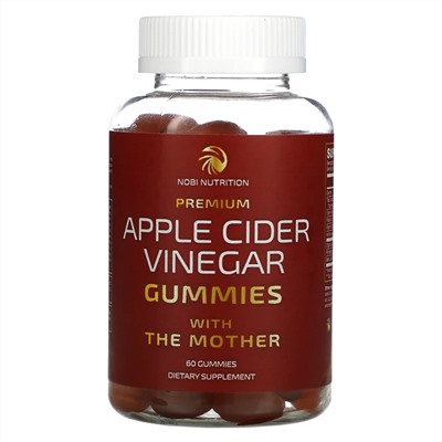 Nobi Nutrition, Premium Apple Cider Vinegar Gummies with The Mother, Apple , 60 Gummies