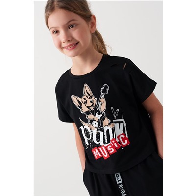 Комплект трикотажный для девочек: фуфайка (футболка), шорты PLAYTODAY, 1240079