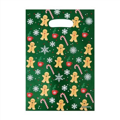 Набор пакетов подарочных новогодних 10 штук 25*17 см. ИМБИРНОЕ ПЕЧЕНЬЕ
